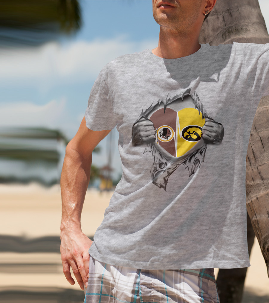 Hawkeyes Redskins Heart Inside Torn Ripped T-Shirt