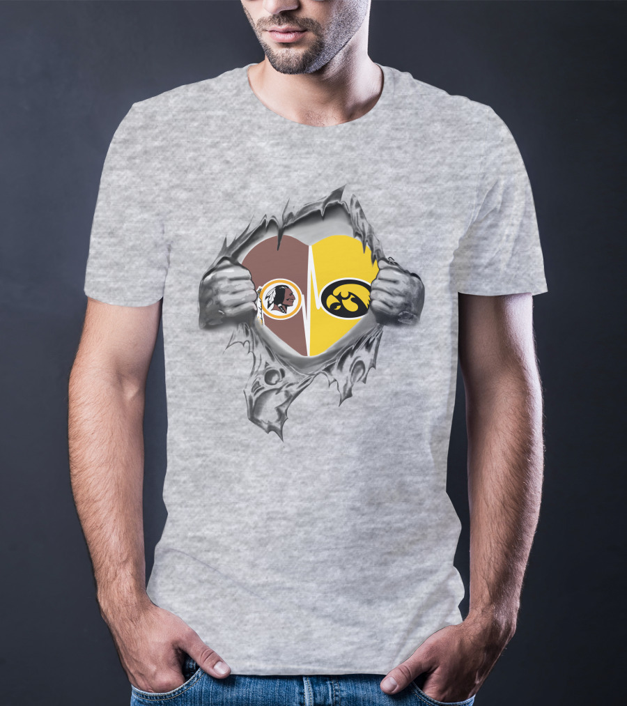 Hawkeyes Redskins Heart Inside Torn Ripped T-Shirt