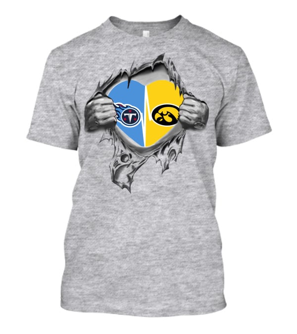 Tennessee Titans Iowa Hawkeyes Heart Fusion T-Shirt