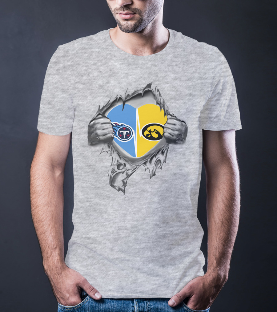 Tennessee Titans Iowa Hawkeyes Heart Fusion T-Shirt