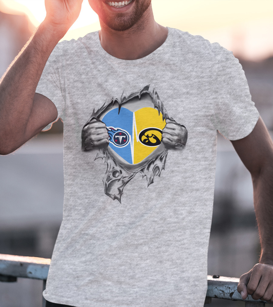 Tennessee Titans Iowa Hawkeyes Heart Fusion T-Shirt