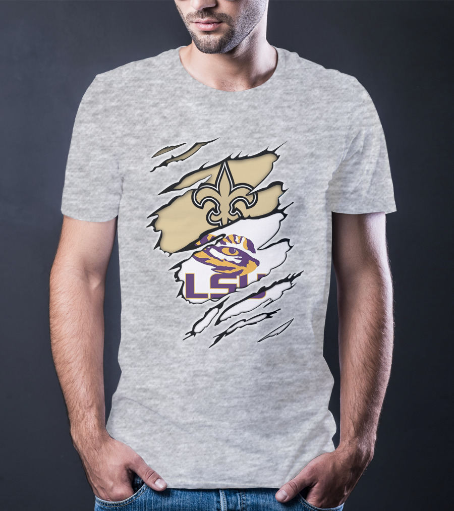 LSU Tigers New Orleans Saints Fleur-de-Lis Claw Marks T-Shirt