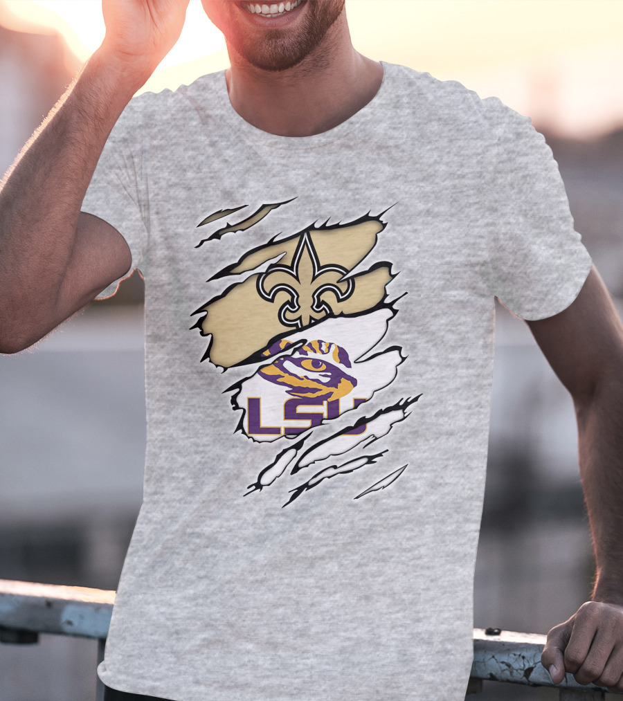 LSU Tigers New Orleans Saints Fleur-de-Lis Claw Marks T-Shirt