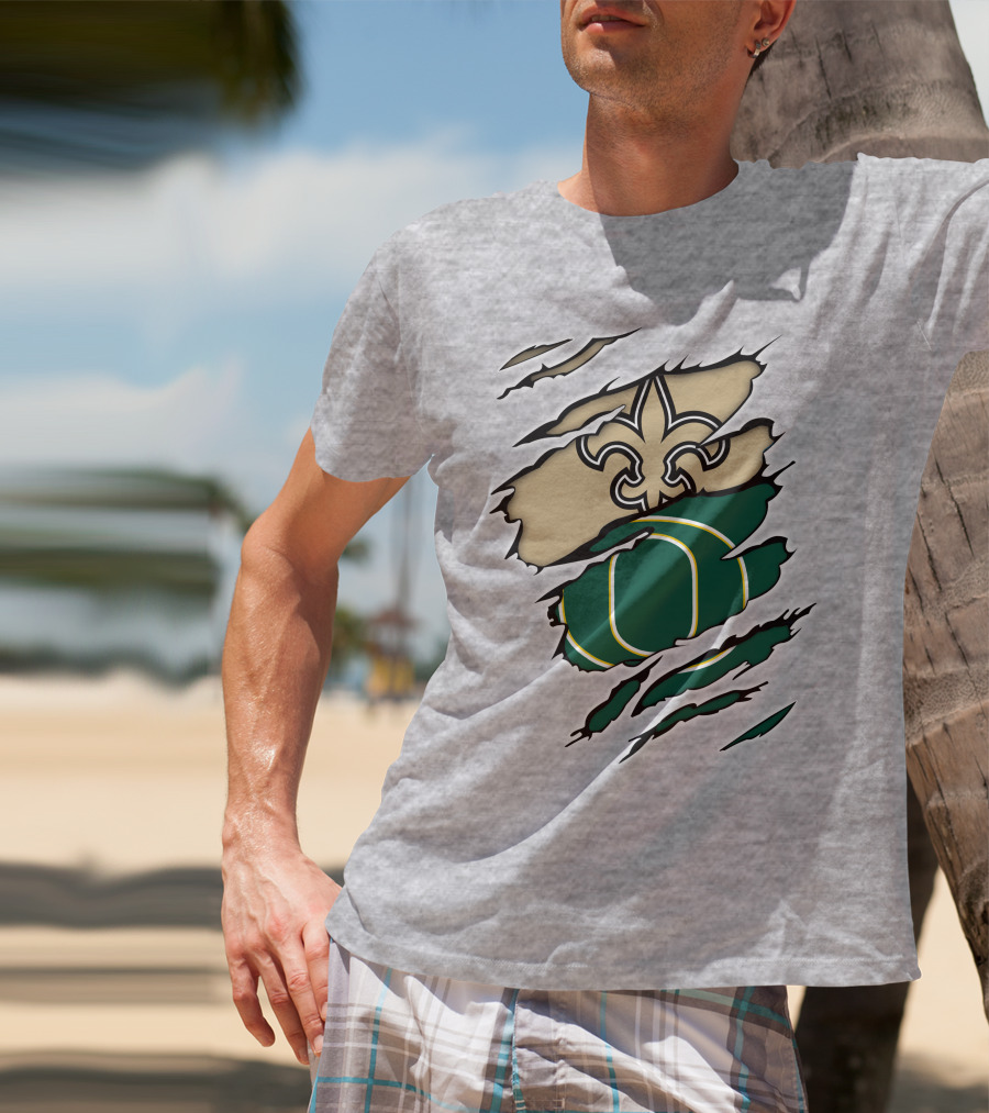 Saints Ducks Logo Fusion Fleur-de-Lis And Oregon Intertwined T-Shirt