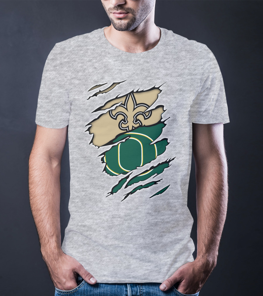 Saints Ducks Logo Fusion Fleur-de-Lis And Oregon Intertwined T-Shirt