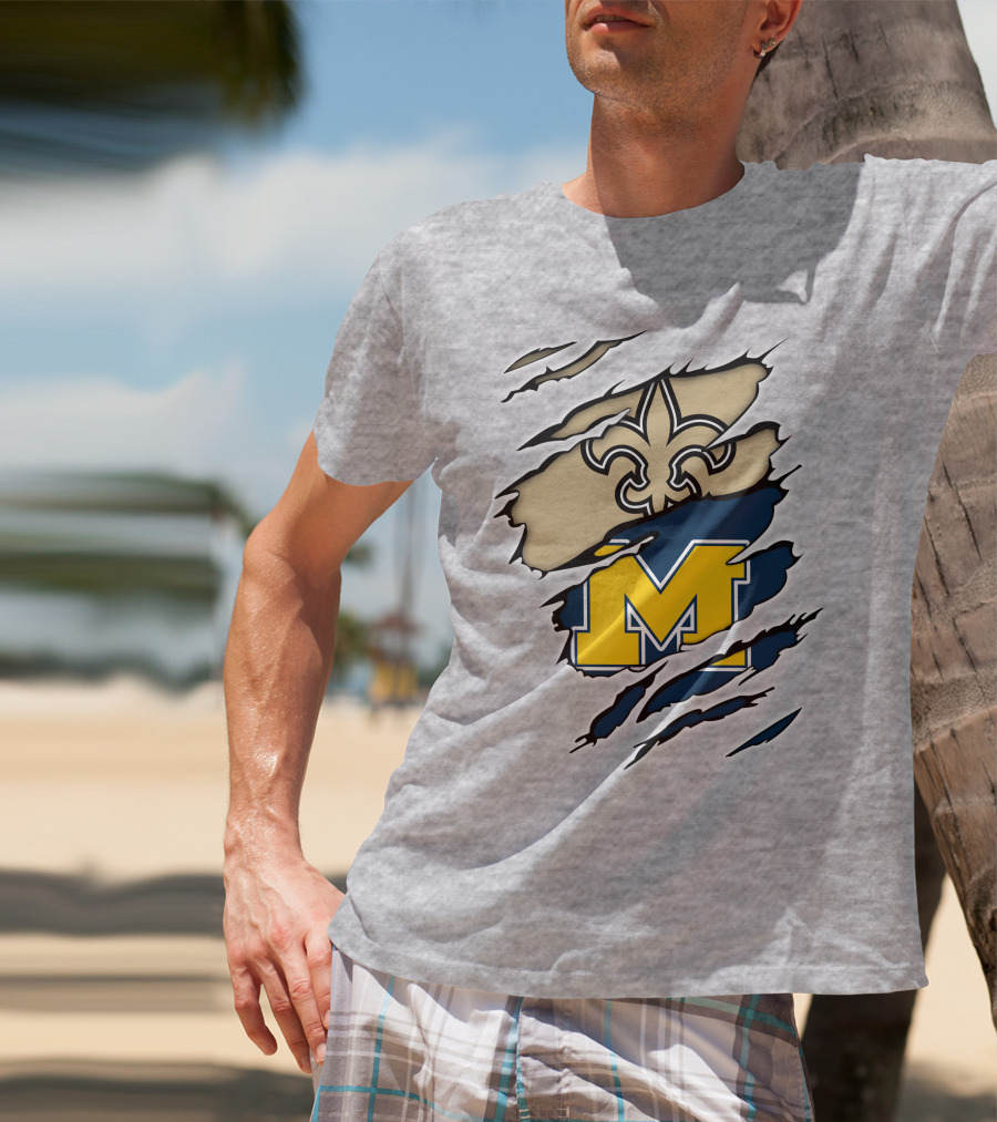 Michigan Saints Fleur-de-Lis Logo With Block M T-Shirt