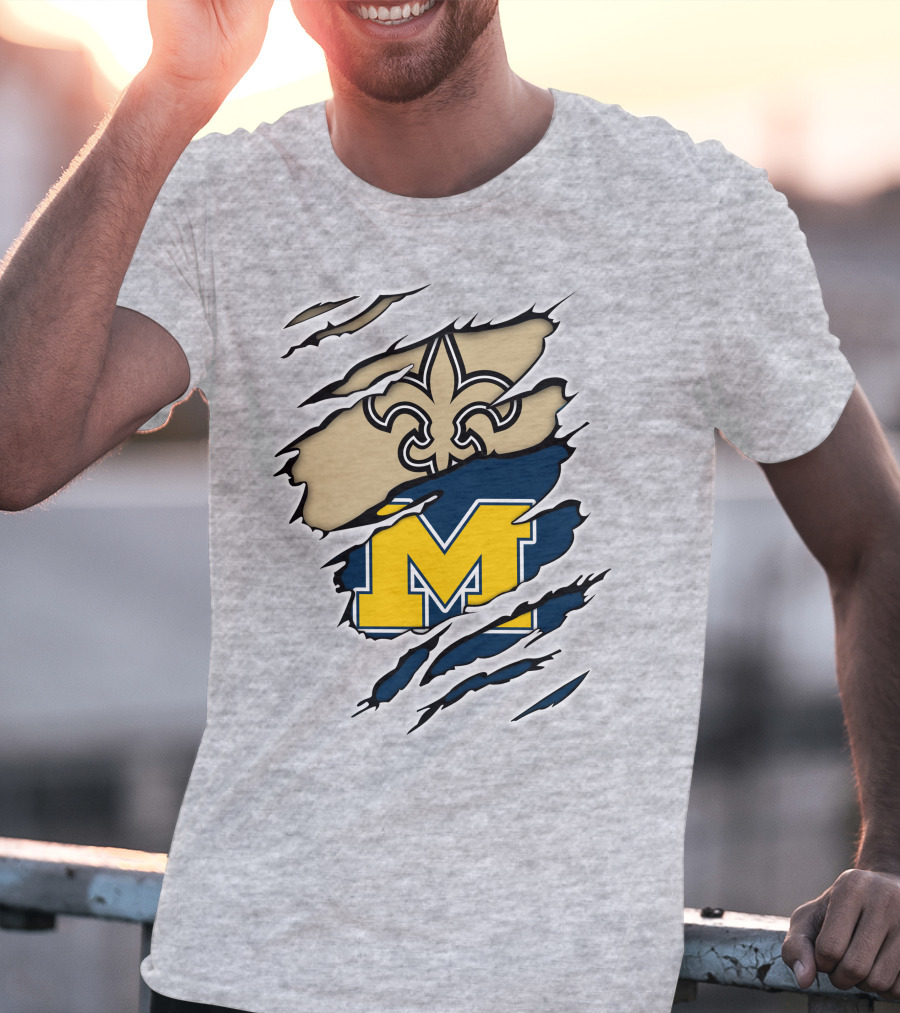 Michigan Saints Fleur-de-Lis Logo With Block M T-Shirt
