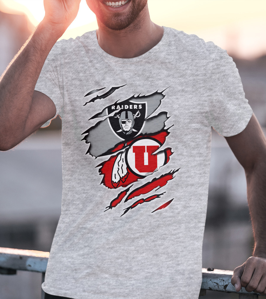 Raiders Utah Utes Collaborative Iconic Logos T-Shirt
