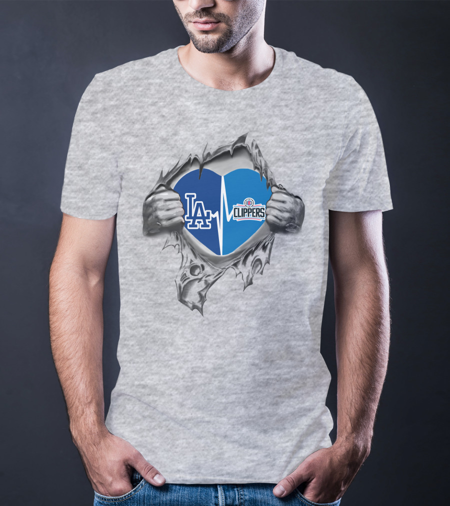LA Dodgers Clippers Heartbeat Passion T-Shirt
