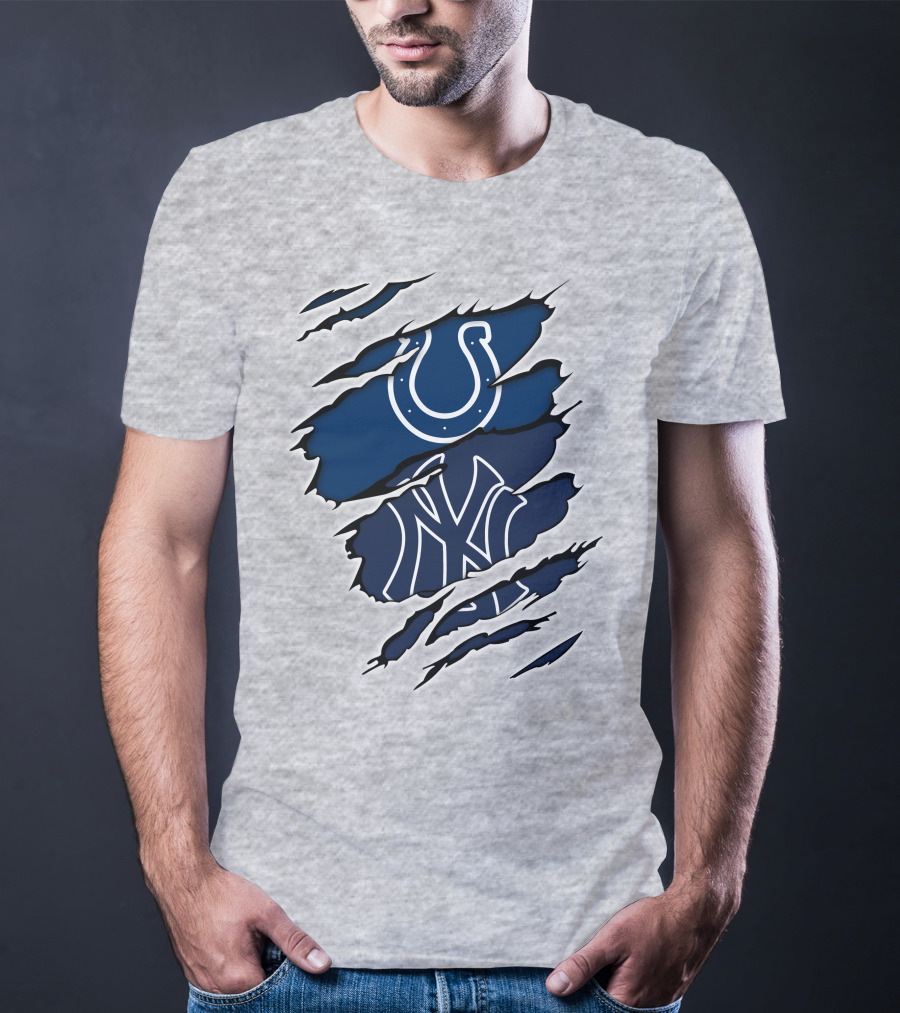 Colts Yankees Sports Crossover Logo Claw Marks T-Shirt
