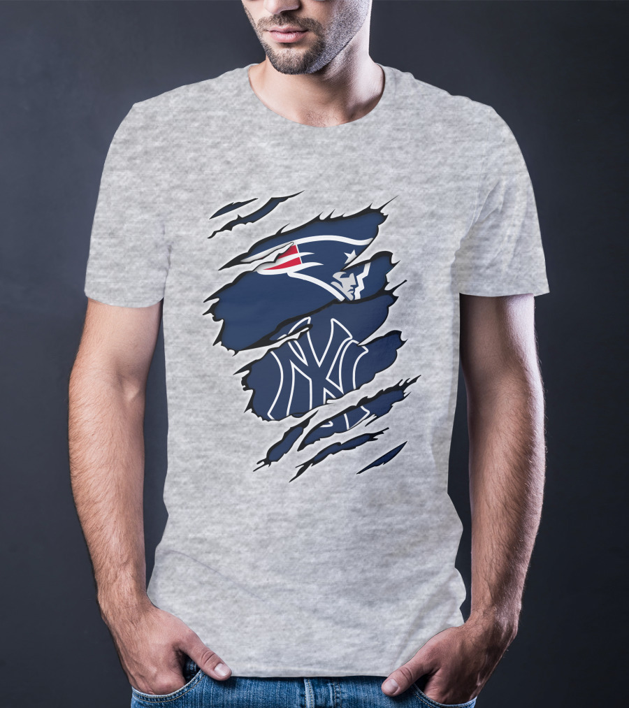Patriots Yankees Fan Crossover Team Logos T-Shirt