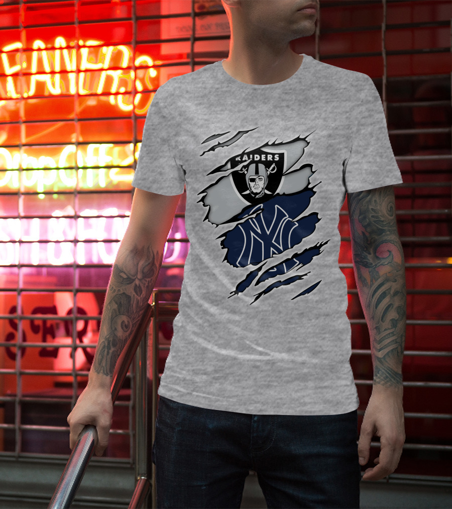 Raiders Yankees Collaboration Fan Support T-Shirt