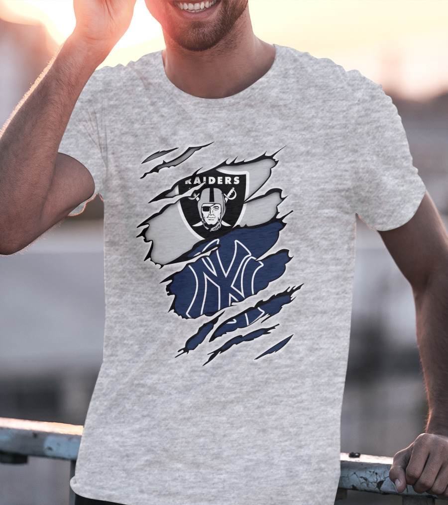 Raiders Yankees Collaboration Fan Support T-Shirt