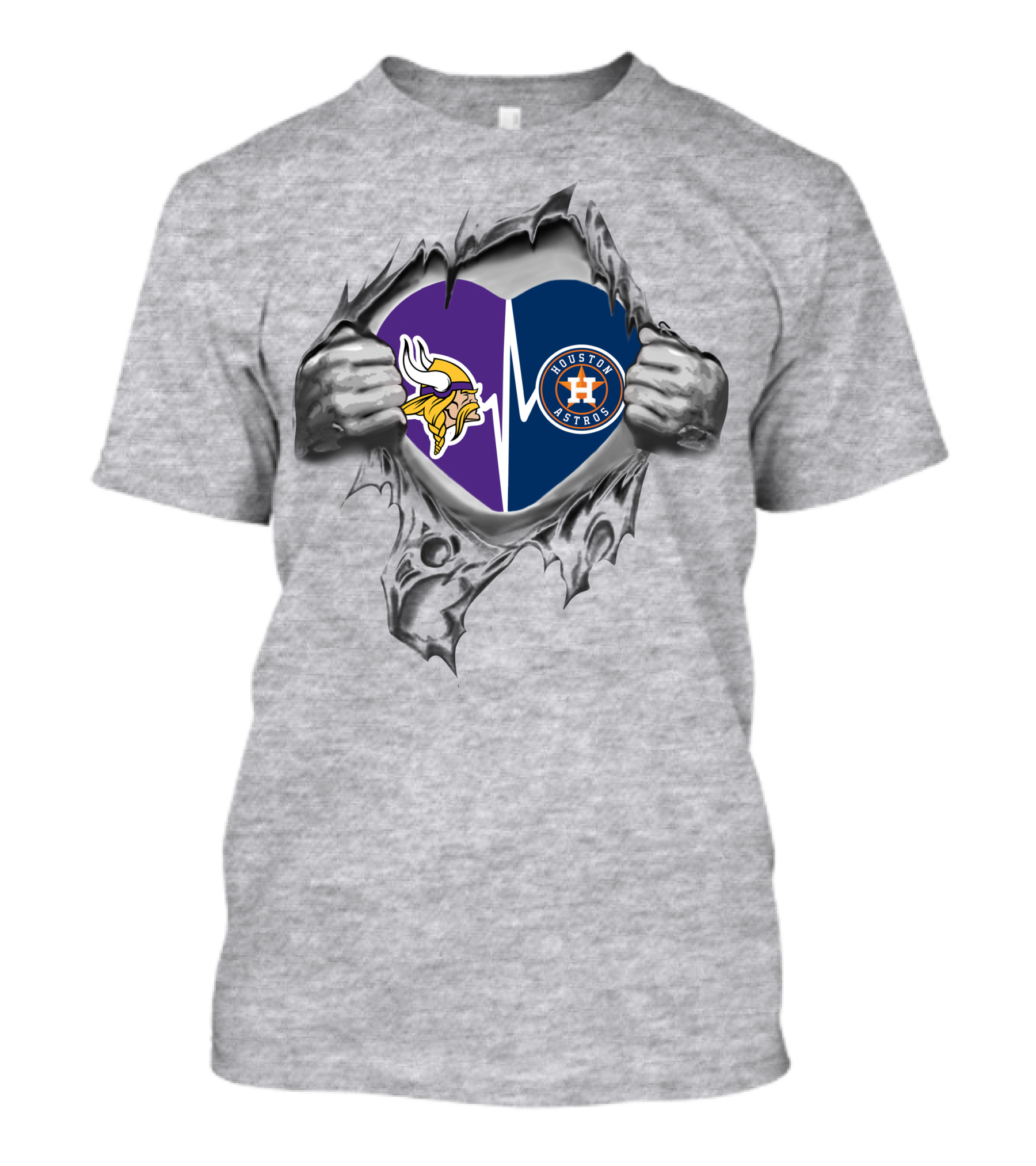 Houston Astros Minnesota Vikings Heartbeat Passion T-Shirt