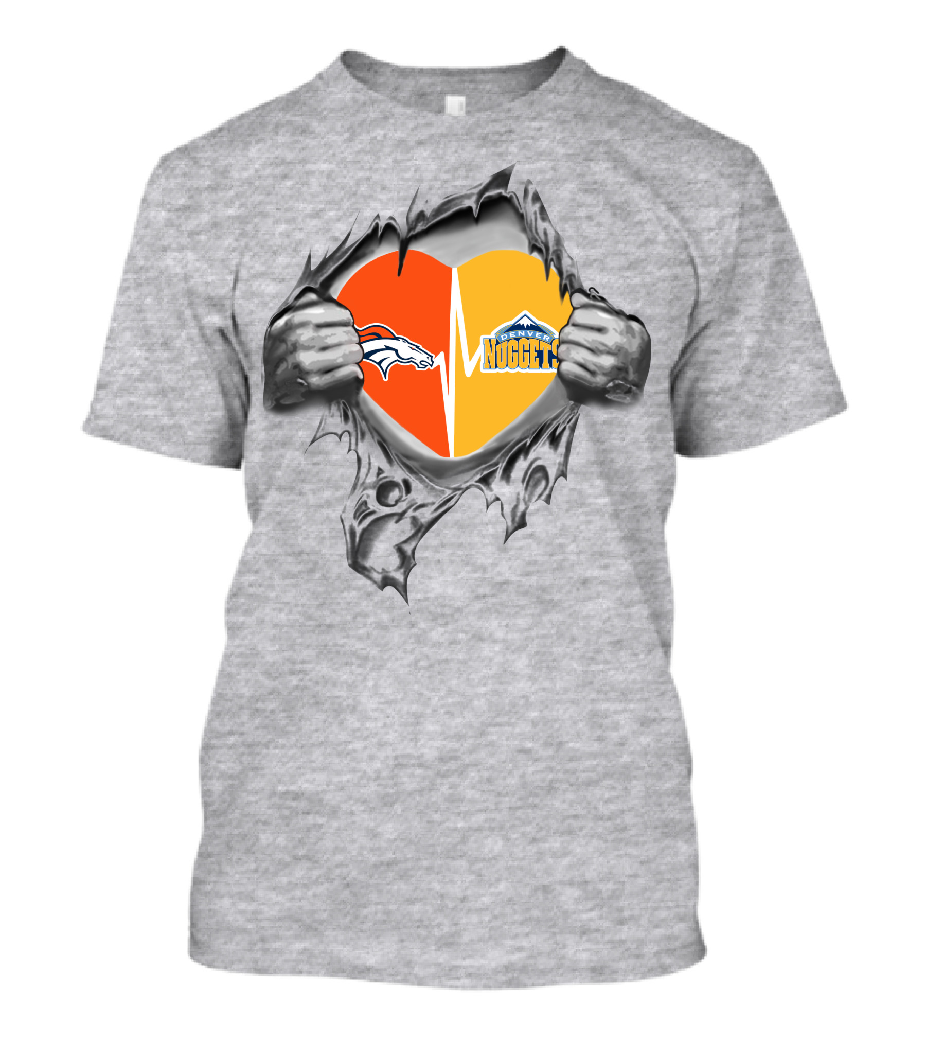 Denver Broncos Nuggets Heartbeat Loyalty T-Shirt