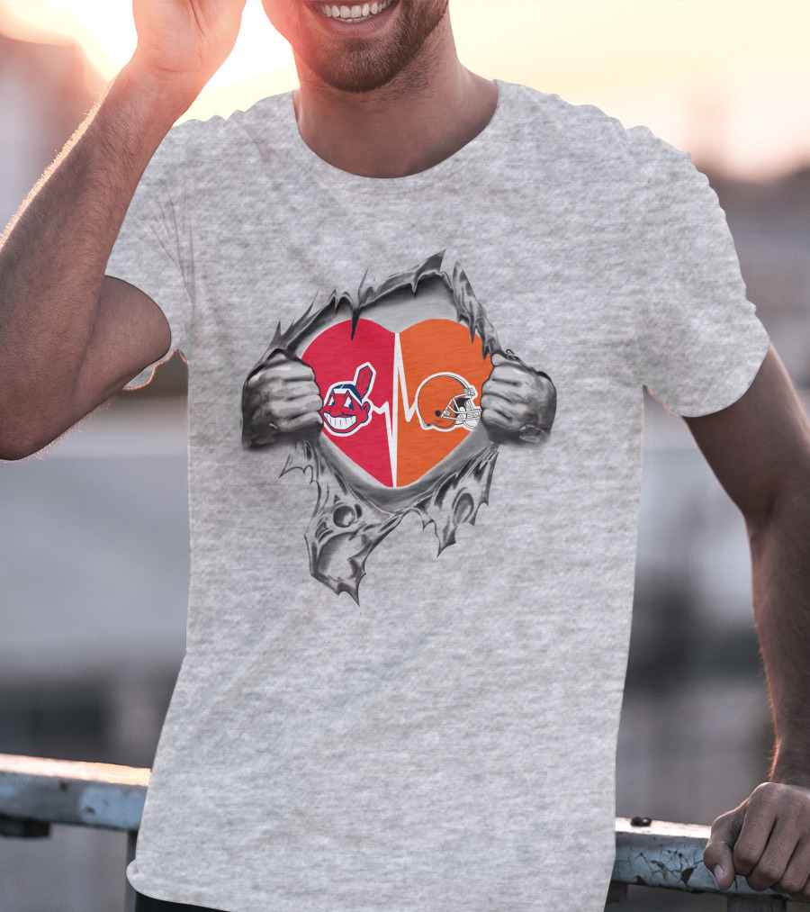 Indian Browns It's In My Heart Dual Logo Heartbeat T-Shirt