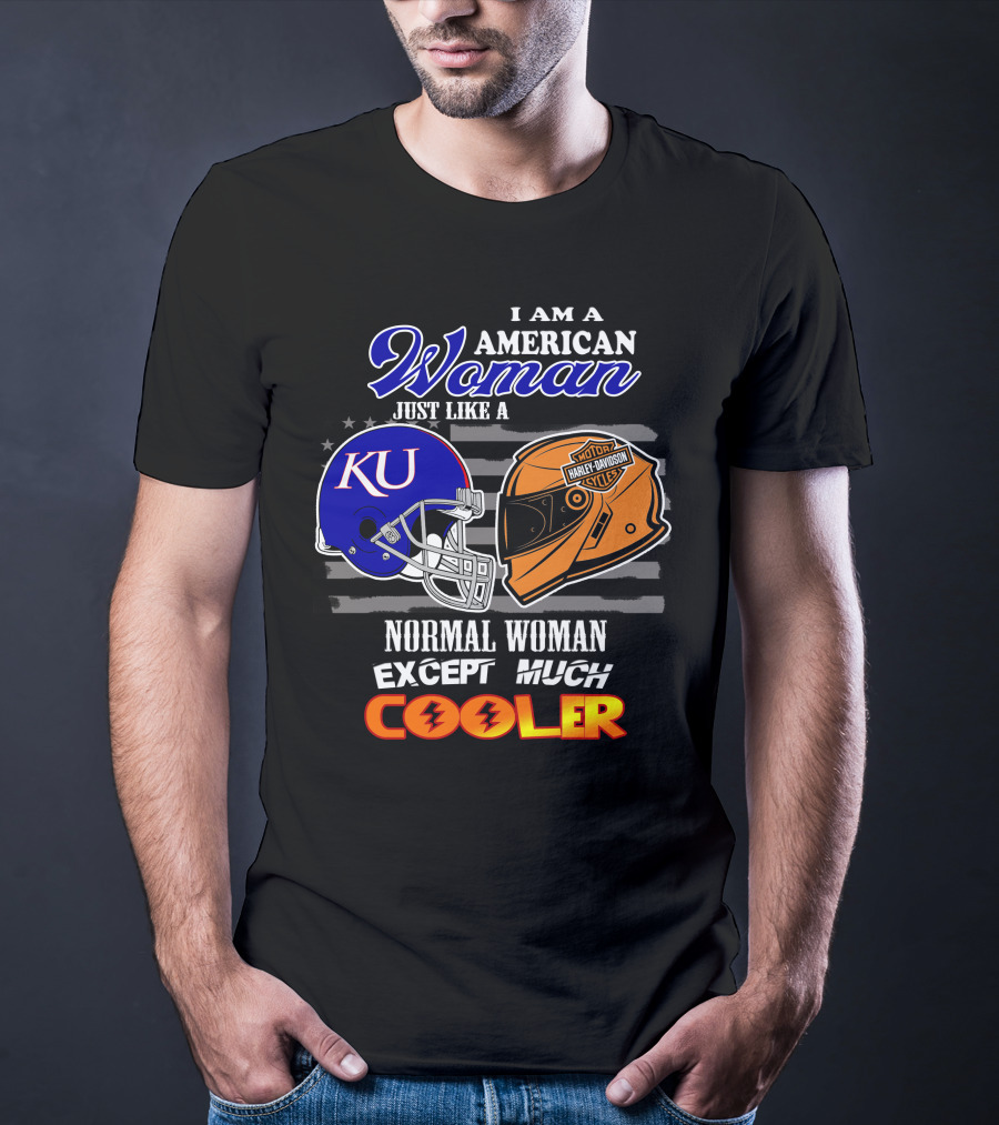 I Am A Cool American Woman Ku Helmet Harley Davidson Motorcycles T-Shirt