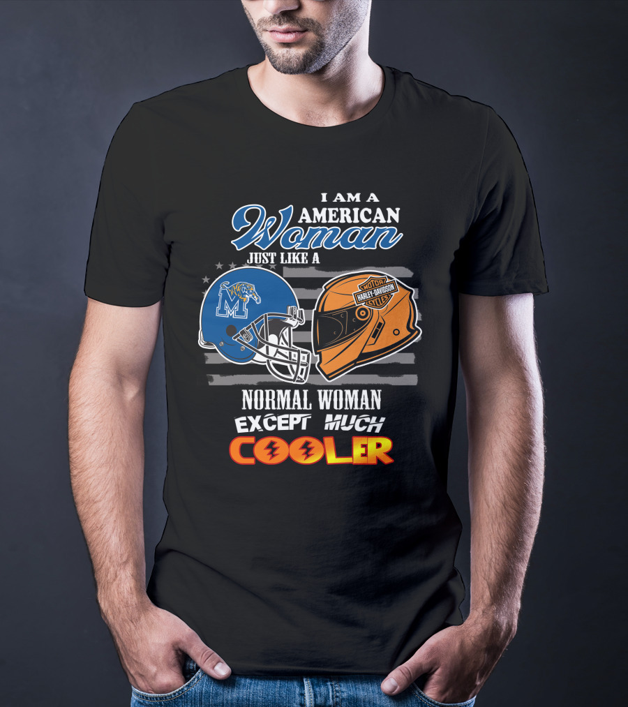 American Woman Harley Davidson Memphis Tigers Helmet Cooler T-Shirt