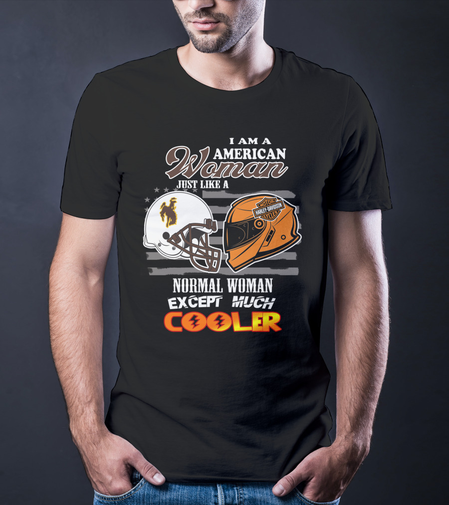 Wyoming Cowboys Harley Davidson Woman American Much Cooler T-Shirt