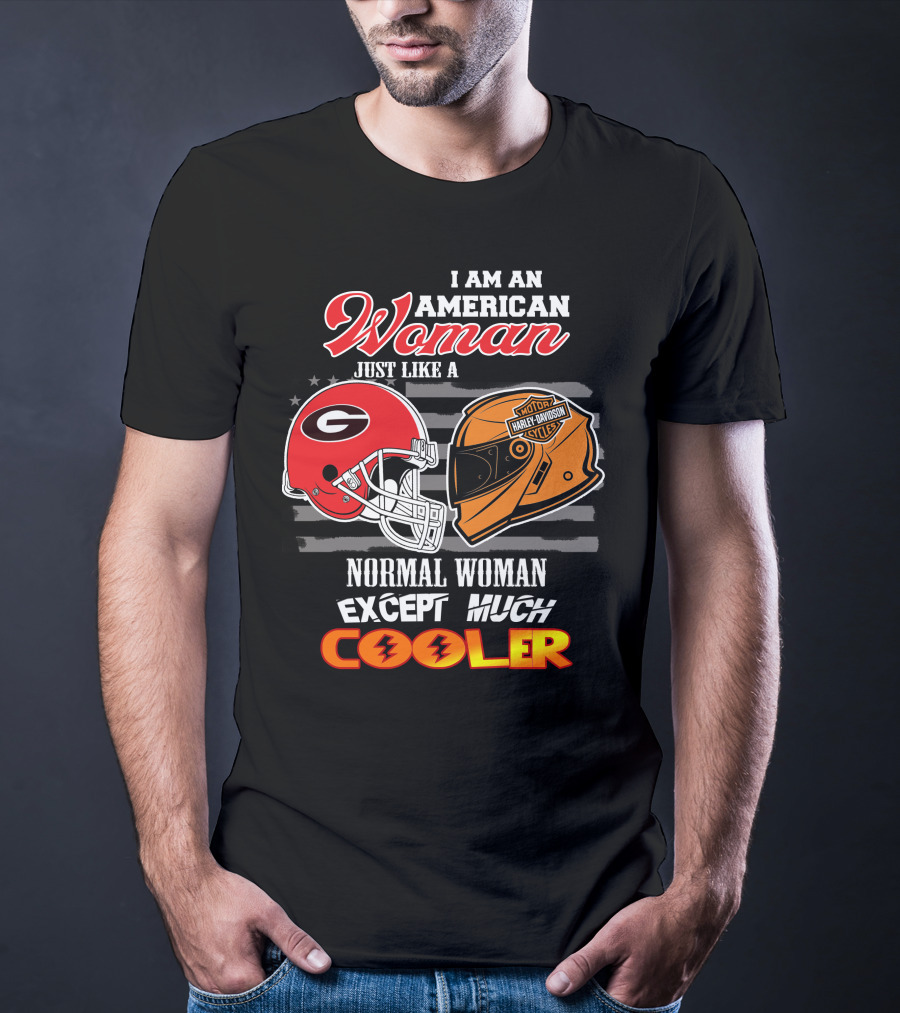 Georgia Bulldogs Harley Davidson American Woman Cooler Helmet T-Shirt