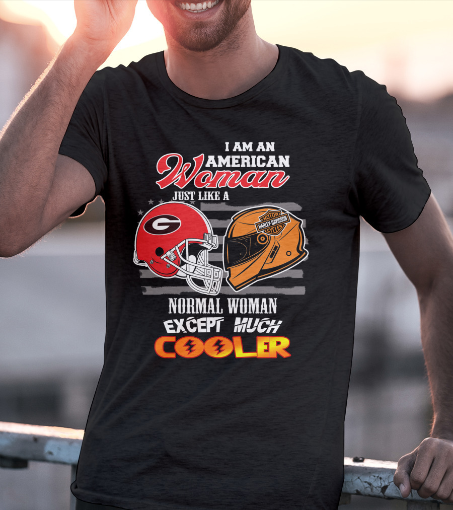 Georgia Bulldogs Harley Davidson American Woman Cooler Helmet T-Shirt
