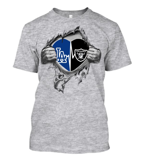 Raiders Dodgers LA Heartbeat Fan Passion T-Shirt