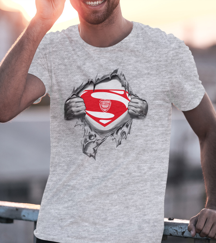 Nimes Olympique Superman Logo Reveal T-Shirt