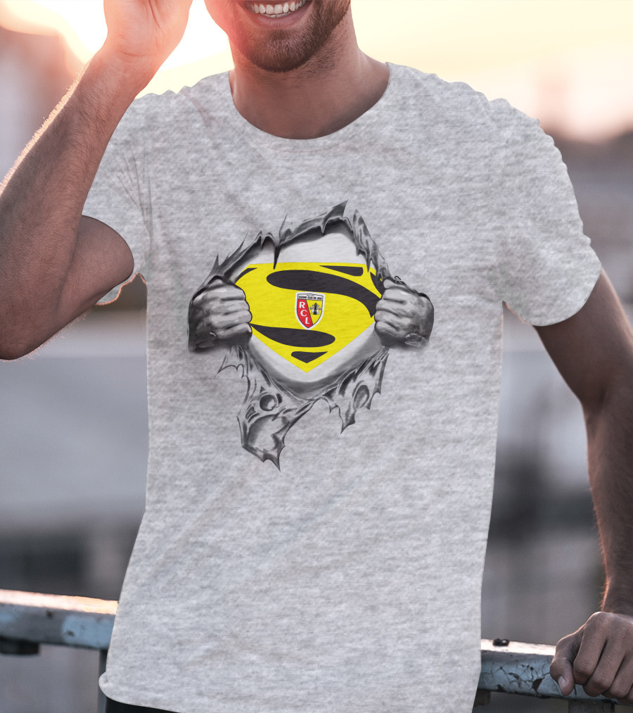 RC Lens Superman Shield Emblem With Hands Ripped T-Shirt