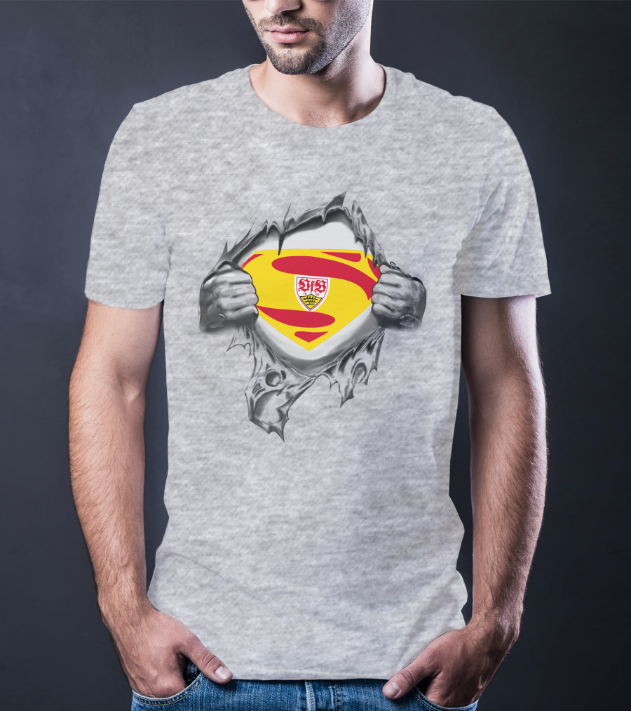 VfB Stuttgart Superman Shield Ripped Jersey T-Shirt