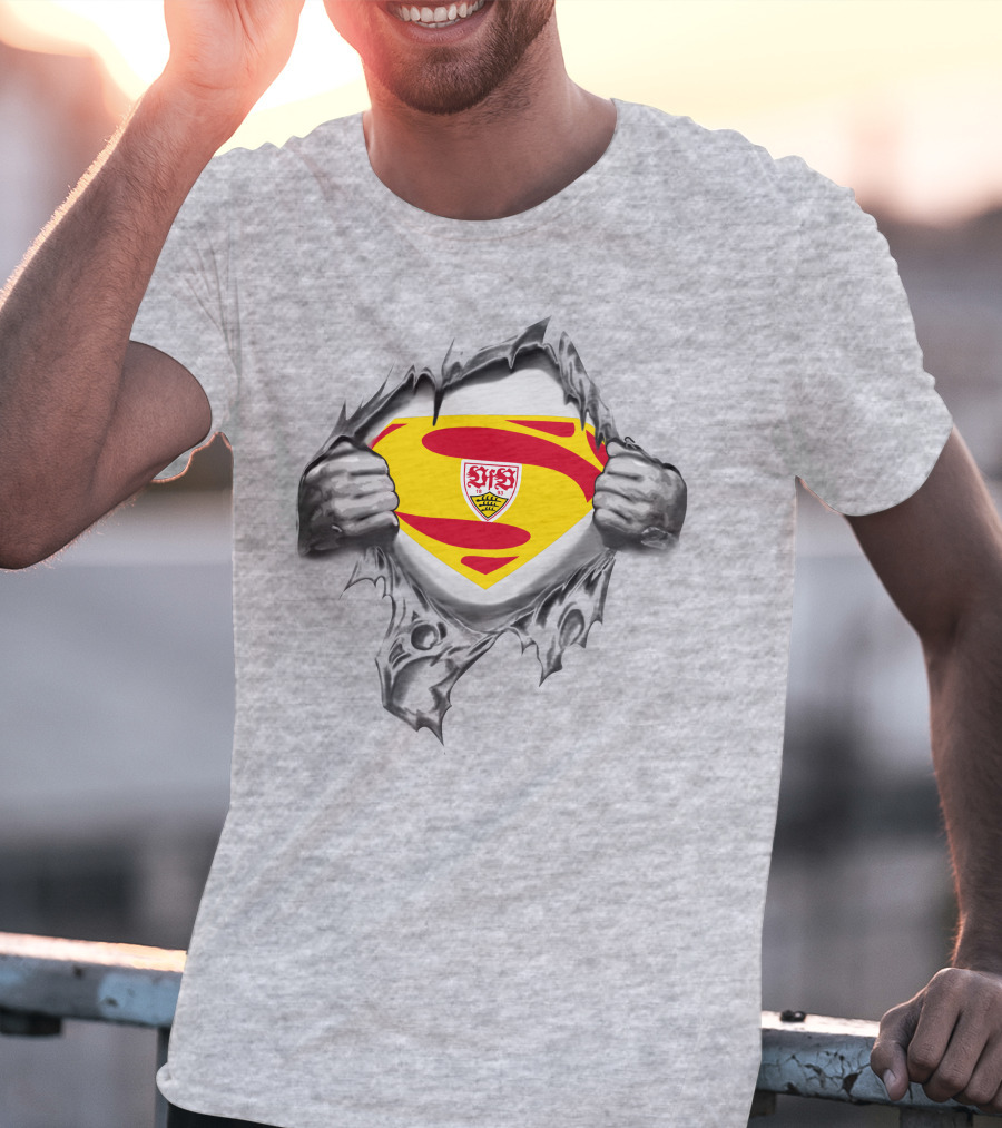 VfB Stuttgart Superman Shield Ripped Jersey T-Shirt