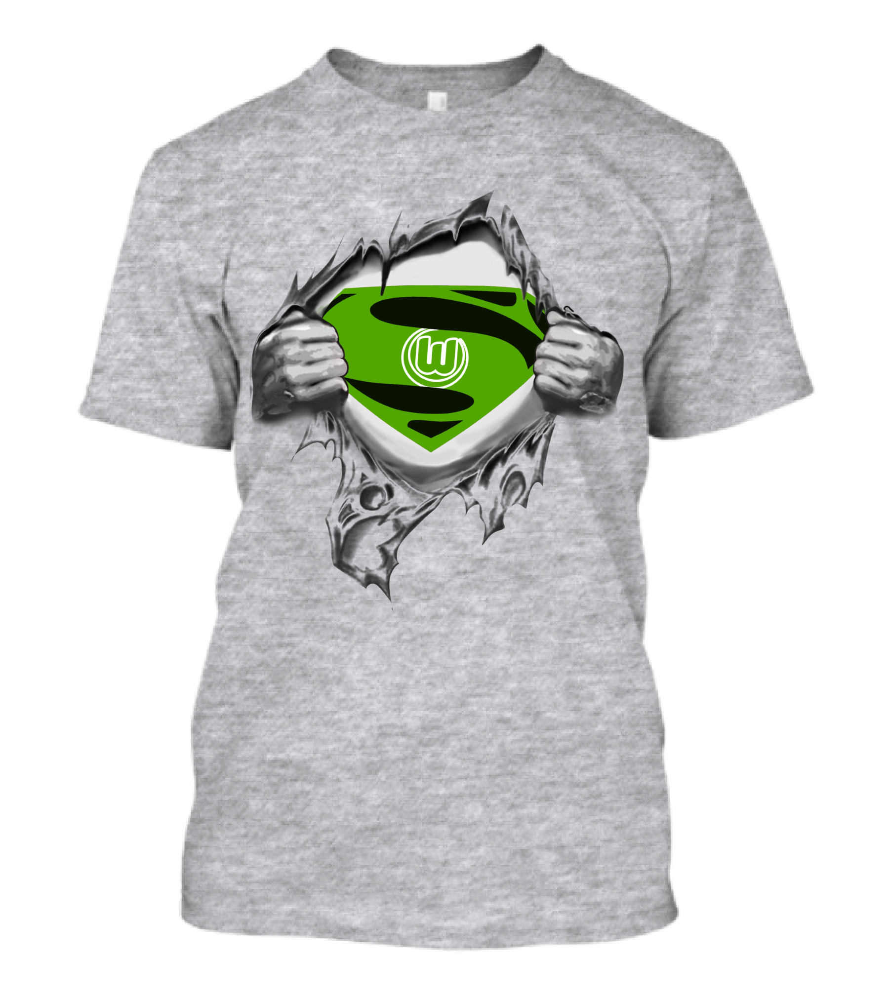 DFL VfL Wolfsburg Superman Shield Logo Rip T-Shirt