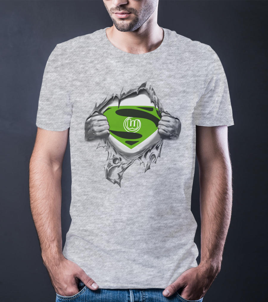 DFL VfL Wolfsburg Superman Shield Logo Rip T-Shirt