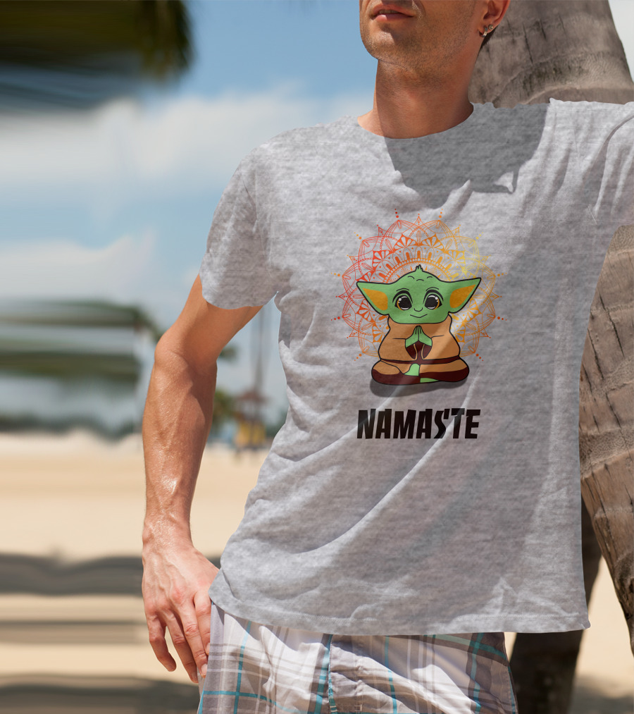 Baby Yoda Namaste Meditate Mandala T-Shirt