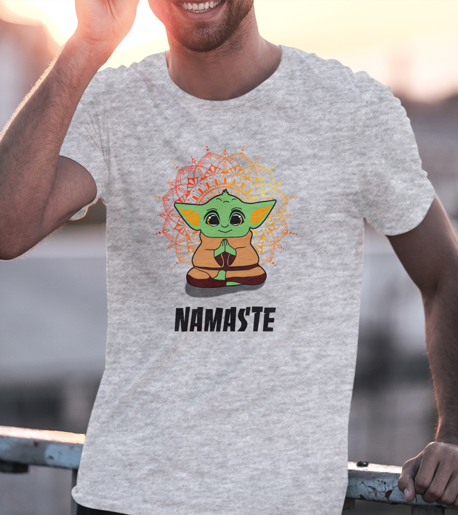 Baby Yoda Namaste Meditate Mandala T-Shirt