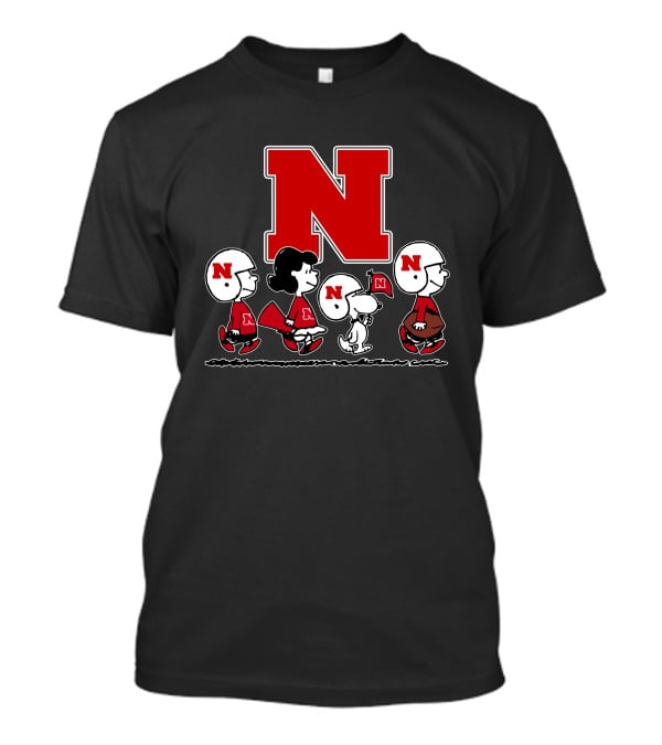 Peanuts Nebraska Cornhuskers Football Marching With Snoopy And Friends T-Shirt
