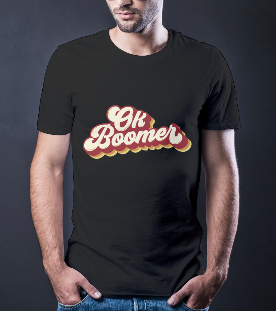 Ok Boomer Funny Meme Vintage Style Retro Typography T-Shirt