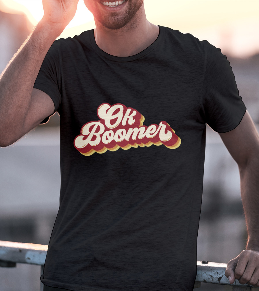 Ok Boomer Funny Meme Vintage Style Retro Typography T-Shirt