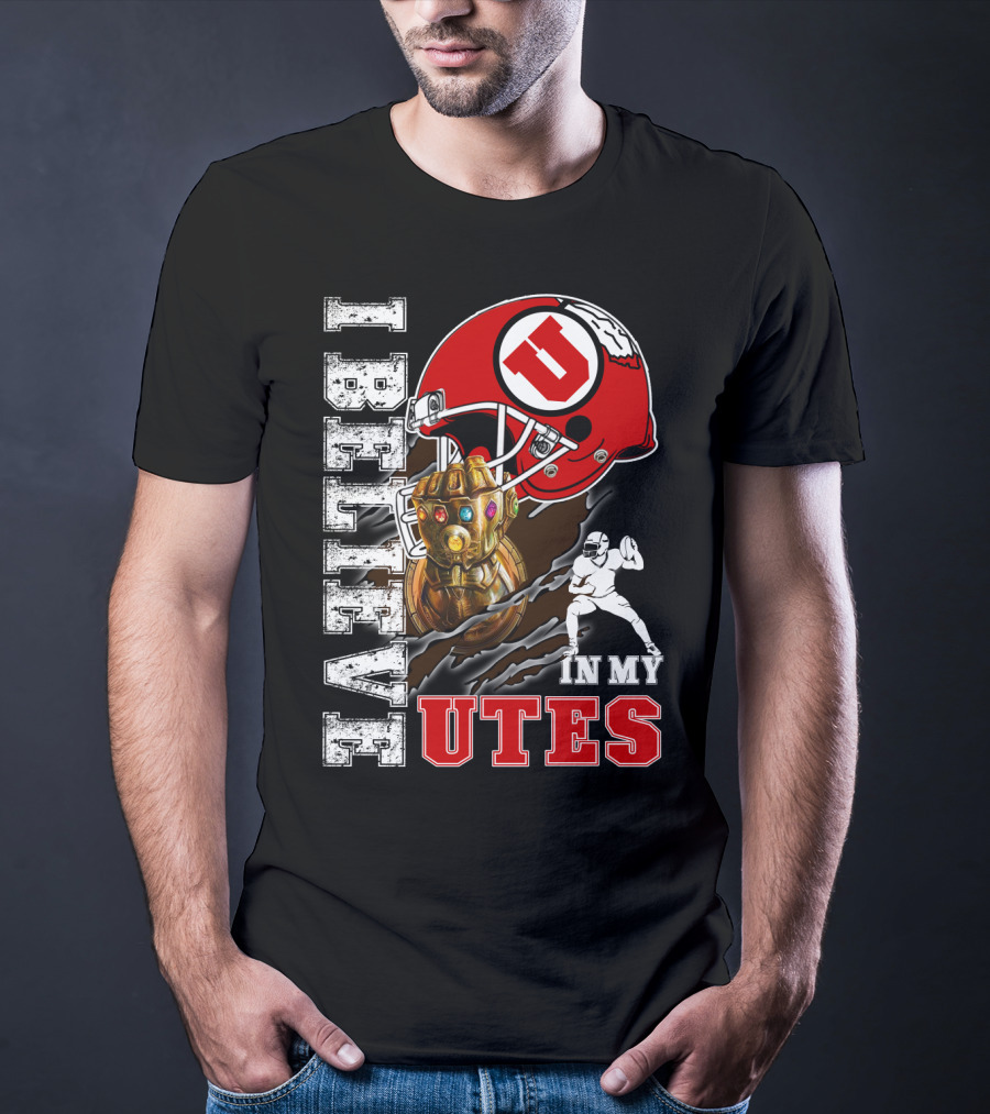 I Believe In My Utes Football Helmet And Infinity Gauntlet T-Shirt