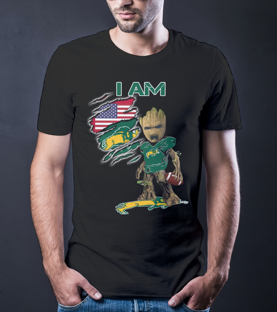 I Am Bison Baby Groot American Flag Football T-Shirt