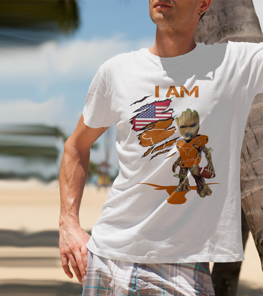 I AM Baby Groot Longhorns American Football T-Shirt