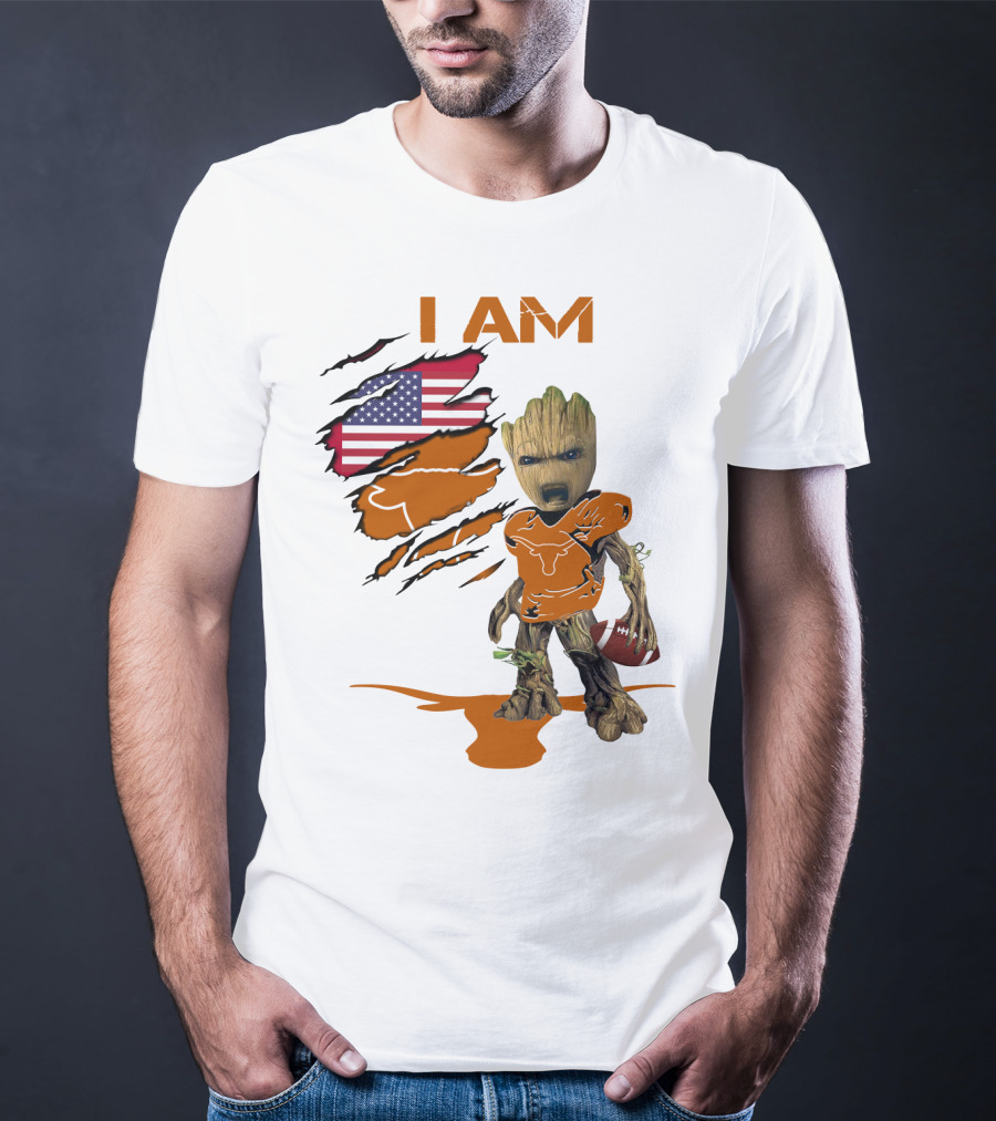 I AM Baby Groot Longhorns American Football T-Shirt