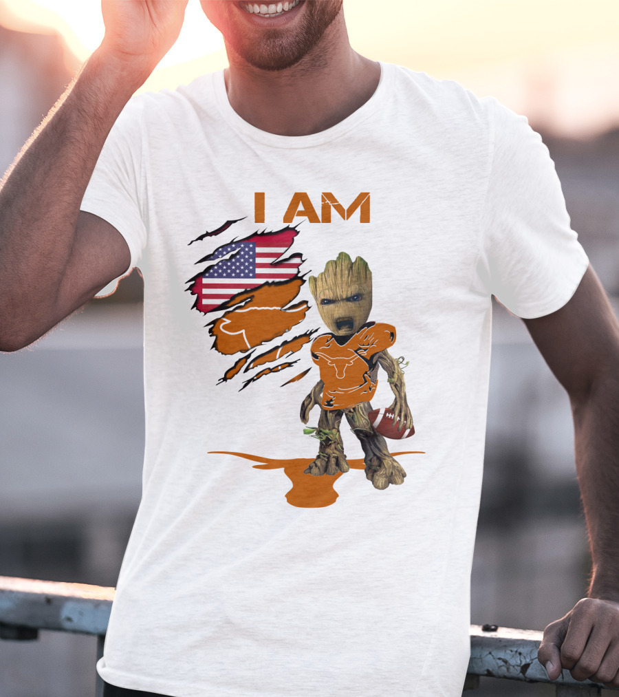 I AM Baby Groot Longhorns American Football T-Shirt