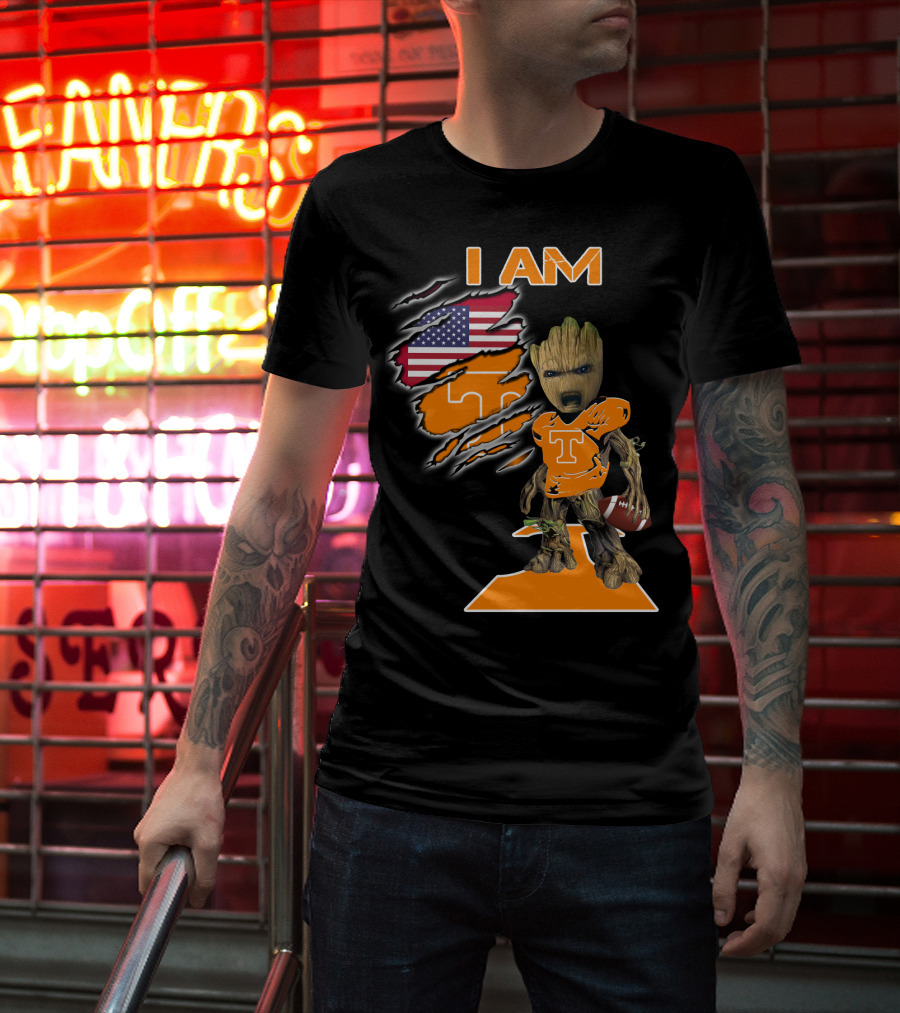 I Am Groot Tennessee Football T-Shirt American Flag T-Shirt