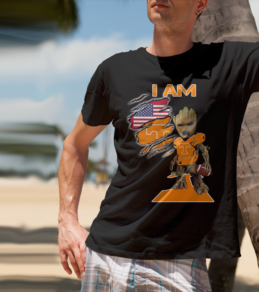 I Am Groot Tennessee Football T-Shirt American Flag T-Shirt