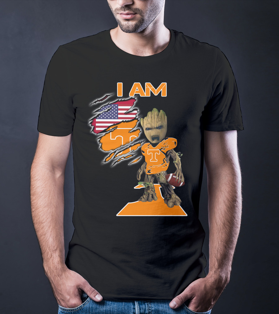 I Am Groot Tennessee Football T-Shirt American Flag T-Shirt