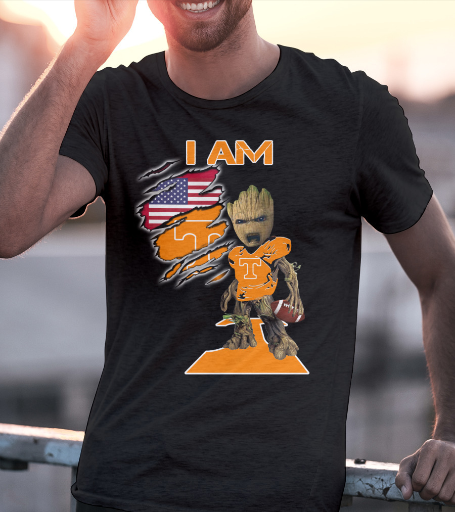 I Am Groot Tennessee Football T-Shirt American Flag T-Shirt