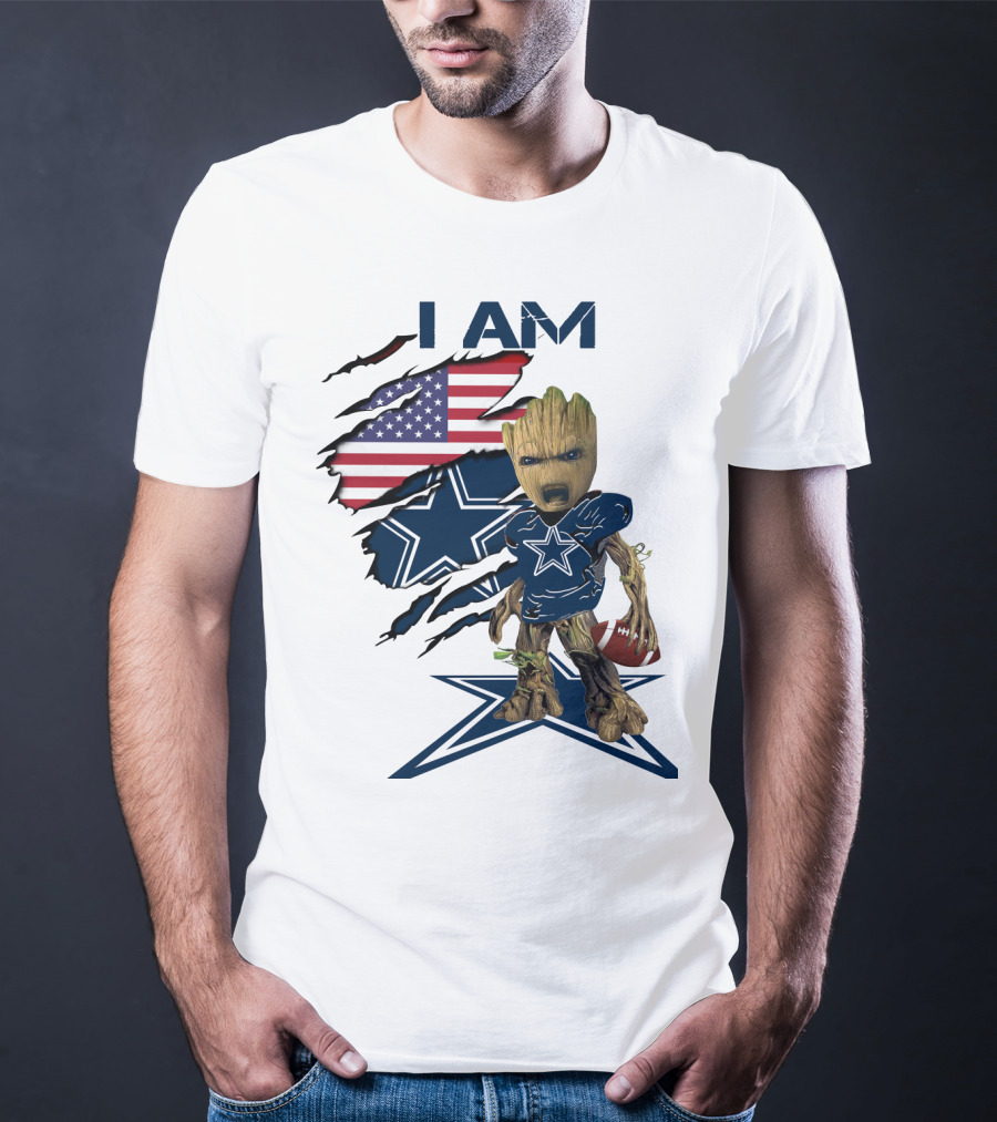 I Am Cowboys Baby Groot Star Football T-Shirt
