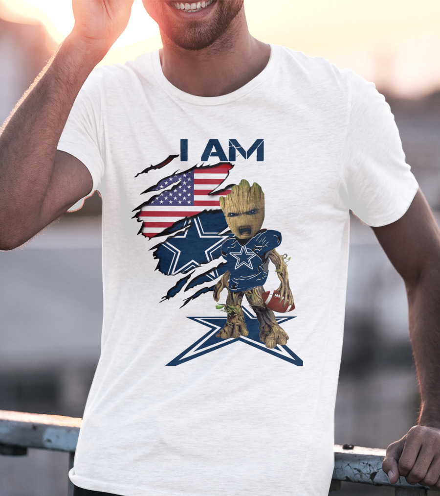 I Am Cowboys Baby Groot Star Football T-Shirt