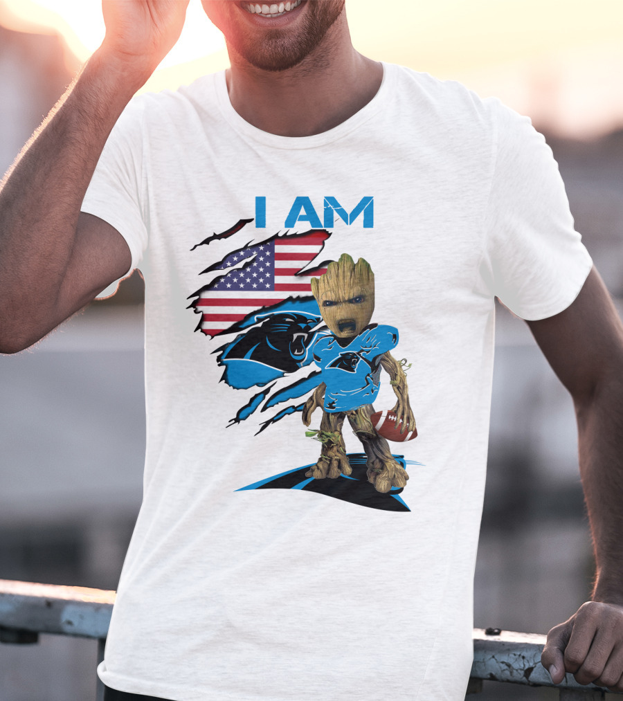 I AM Panthers Baby Groot Football Fan T-Shirt