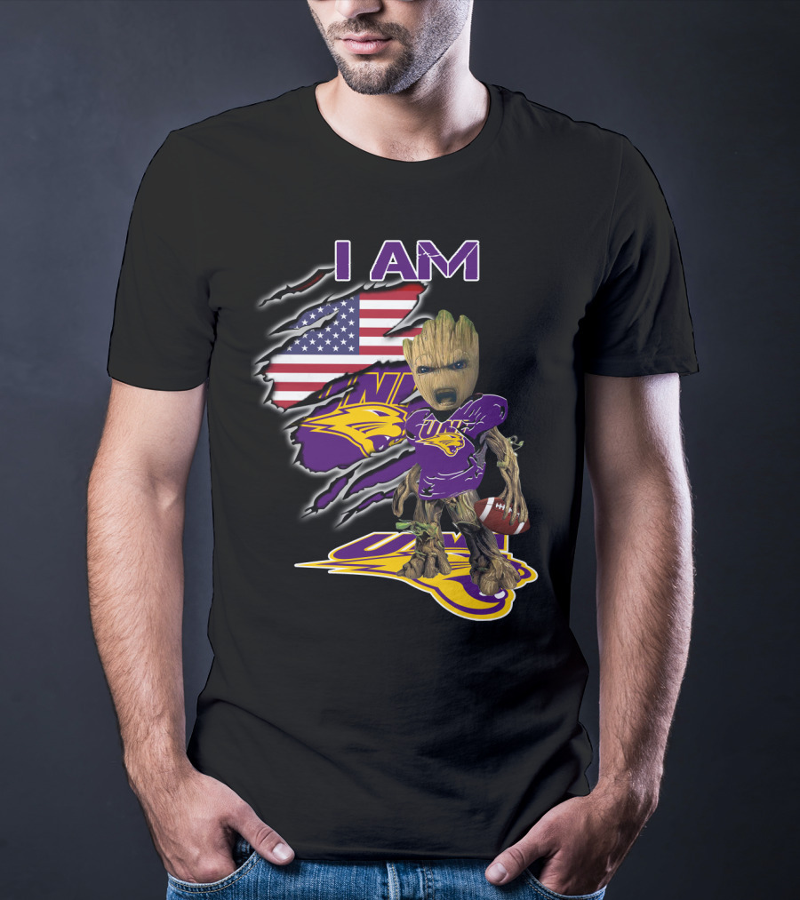 I Am Uni Baby Groot American Flag Football Panthers T-Shirt